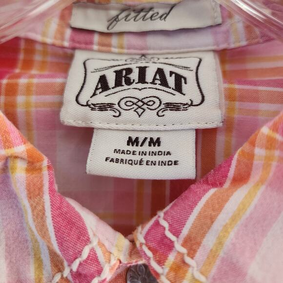 Ariat Maxine Women's fitted snap down ombre plaid western shirt Embroidered Med - Picture 3 of 6